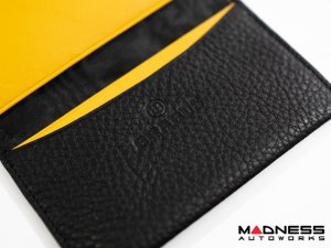 Business Card Holder - Leather with BRABUS Logo - Genuine - Yellow